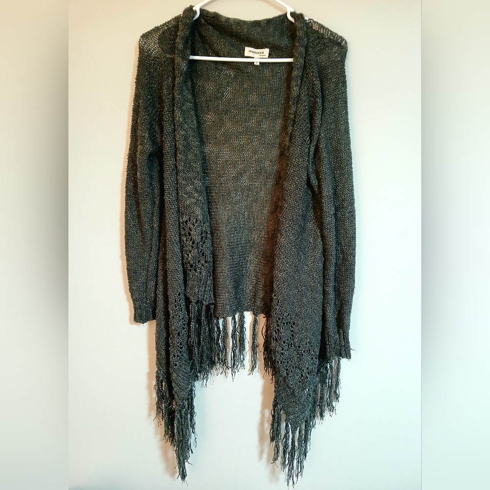 Monteau Dark Gray Open-Front Cardigan